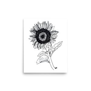 Line Art Wall Art on Poster - Sunflower