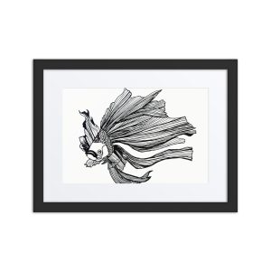 Line Art Wall Art on Framed poster - Goldfish in Black & White