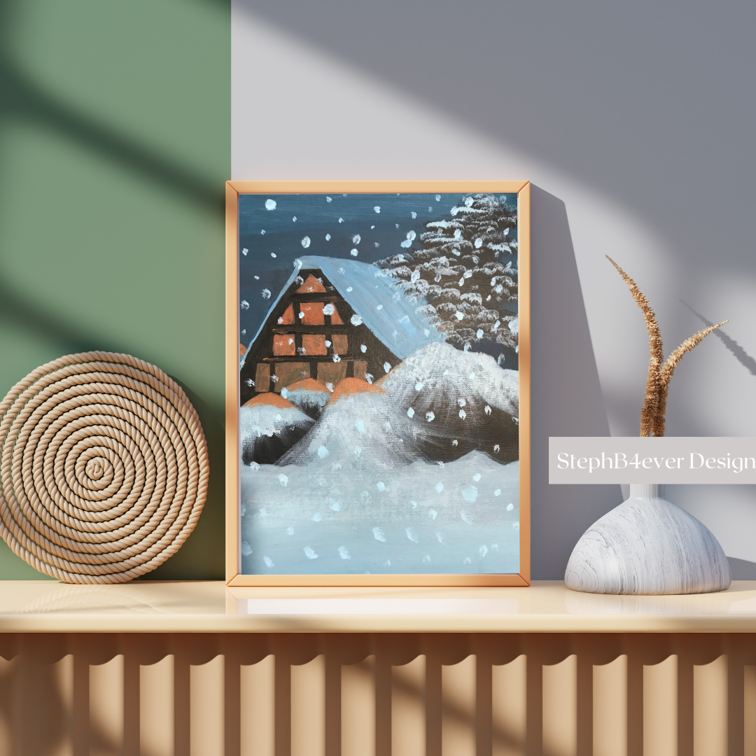 Wall Art on Canvas - Winter House - Image 2